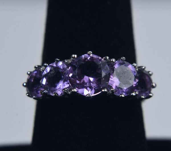 Amethyst Sterling Silver Ring - Size 8