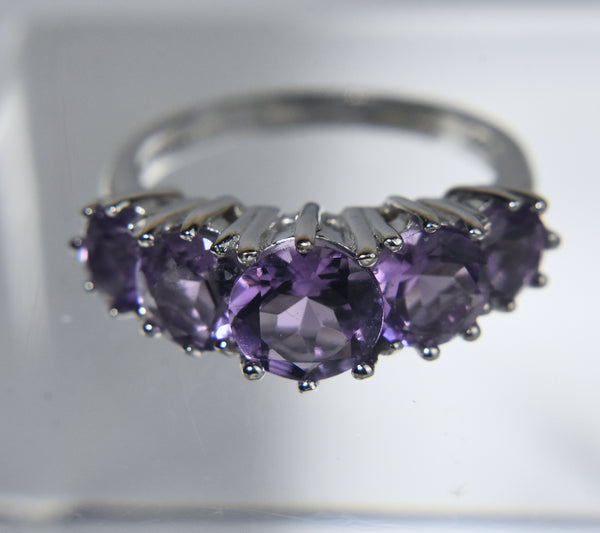 Amethyst Sterling Silver Ring - Size 8