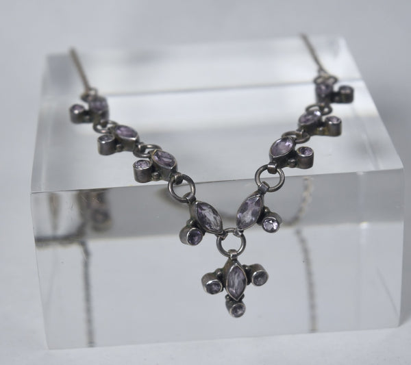 Amethyst Sterling Silver Fringe Drop Necklace
