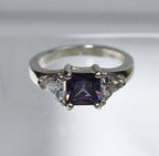 Sterling Silver Amethyst and Cubic Zirconia Ring - Size 6