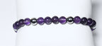 Amethyst and Silver Tone Bead Stretch Bracelet