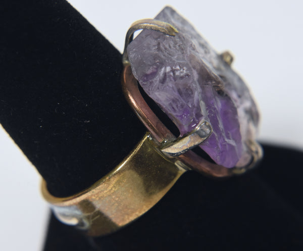 Ametrine Gold Tone Sterling Silver Ring - Size 8