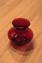 Anchor Hocking - Vintage Royal Ruby Crimped Top Bud Vase