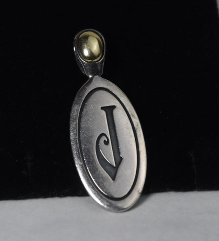 Ann King - Sterling Silver and 18k Gold "J" Initial Pendant