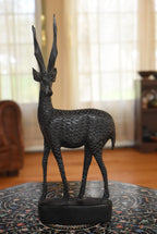 Graceful Hand Carved Wood Gazelle