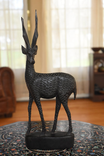 Graceful Hand Carved Wood Gazelle