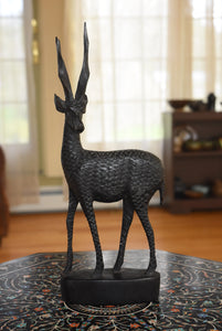 Graceful Hand Carved Wood Gazelle