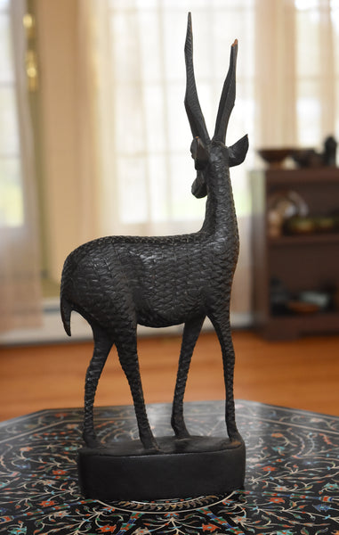 Graceful Hand Carved Wood Gazelle