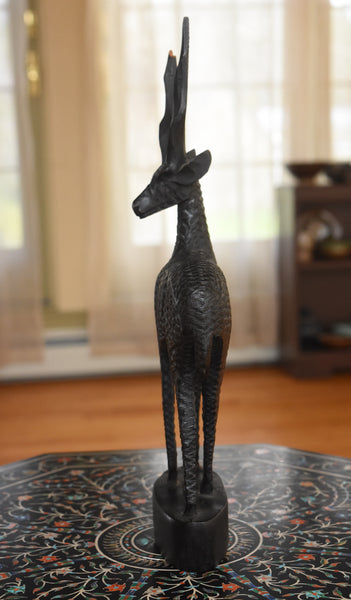 Graceful Hand Carved Wood Gazelle