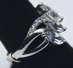 Aquamarine and Topaz Sterling Silver Ring with Adjuster - Size 7 - Size 8