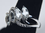 Aquamarine and Topaz Sterling Silver Ring with Adjuster - Size 7 - Size 8