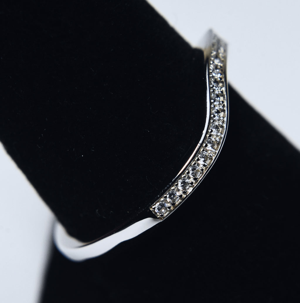 Sterling Silver Cubic Zirconia Arch Ring - Size 8