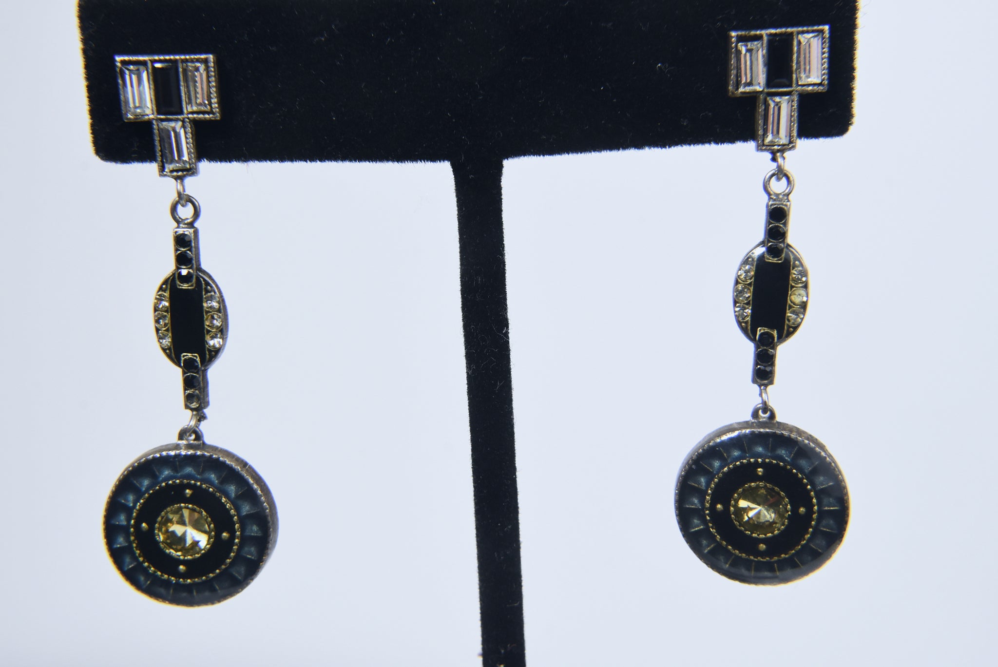 Art Deco Enamel Dangle Earrings