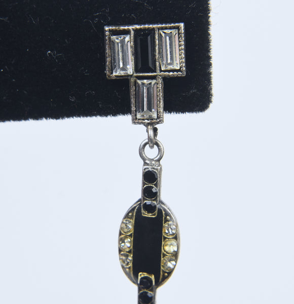 Art Deco Enamel Dangle Earrings