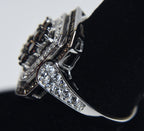 Garnet and Sterling Silver Art Deco Design Ring - Size 8