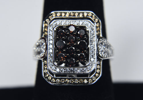 Garnet and Sterling Silver Art Deco Design Ring - Size 8