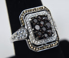 Garnet and Sterling Silver Art Deco Design Ring - Size 8