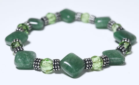 Green Aventurine with Pyrite Flecks Beaded Stretch Bracelet