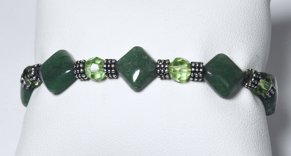 Green Aventurine with Pyrite Flecks Beaded Stretch Bracelet