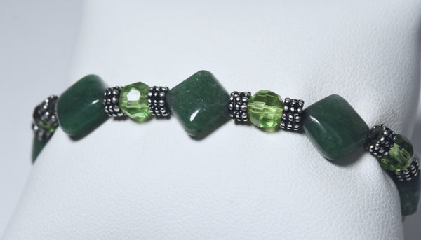 Green Aventurine with Pyrite Flecks Beaded Stretch Bracelet