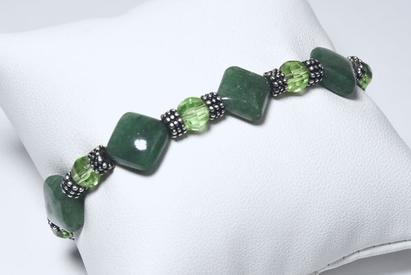 Green Aventurine with Pyrite Flecks Beaded Stretch Bracelet