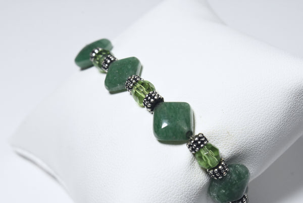 Green Aventurine with Pyrite Flecks Beaded Stretch Bracelet