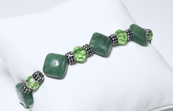 Green Aventurine with Pyrite Flecks Beaded Stretch Bracelet