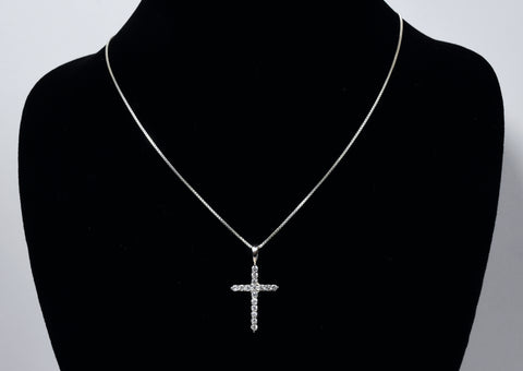 Avon - Sterling Silver Topaz Crucifix Pendant on Sterling Silver Chain Necklace - 19"