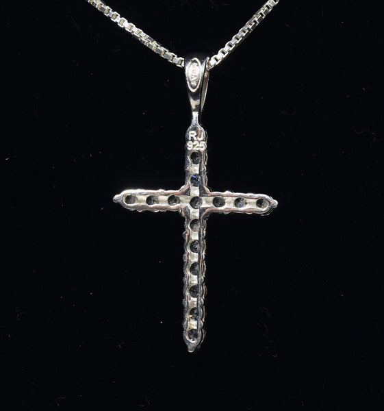 Avon - Sterling Silver Topaz Crucifix Pendant on Sterling Silver Chain Necklace - 19"
