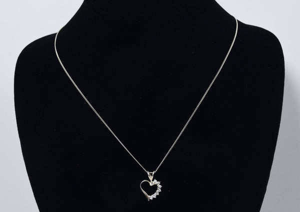 Avon - Sterling Silver and Topaz Heart Pendant on Sterling Silver Chain Necklace - 18"