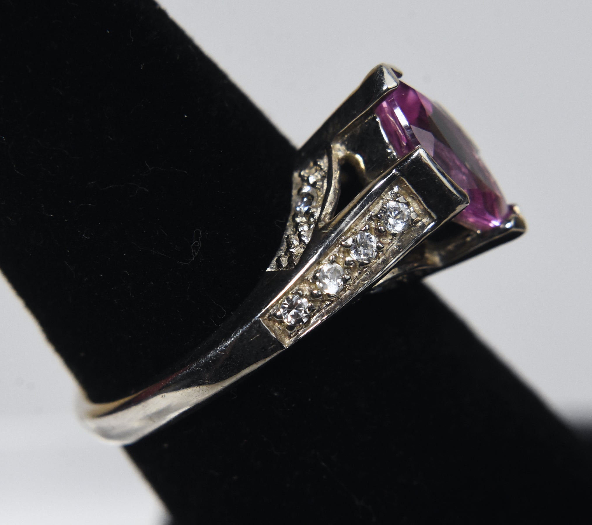 Avon - Sterling Silver Pink Sapphire Ring - Size 6