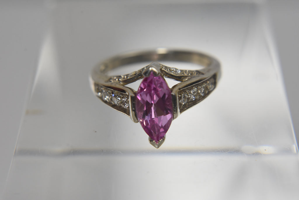 Avon - Sterling Silver Pink Sapphire Ring - Size 6