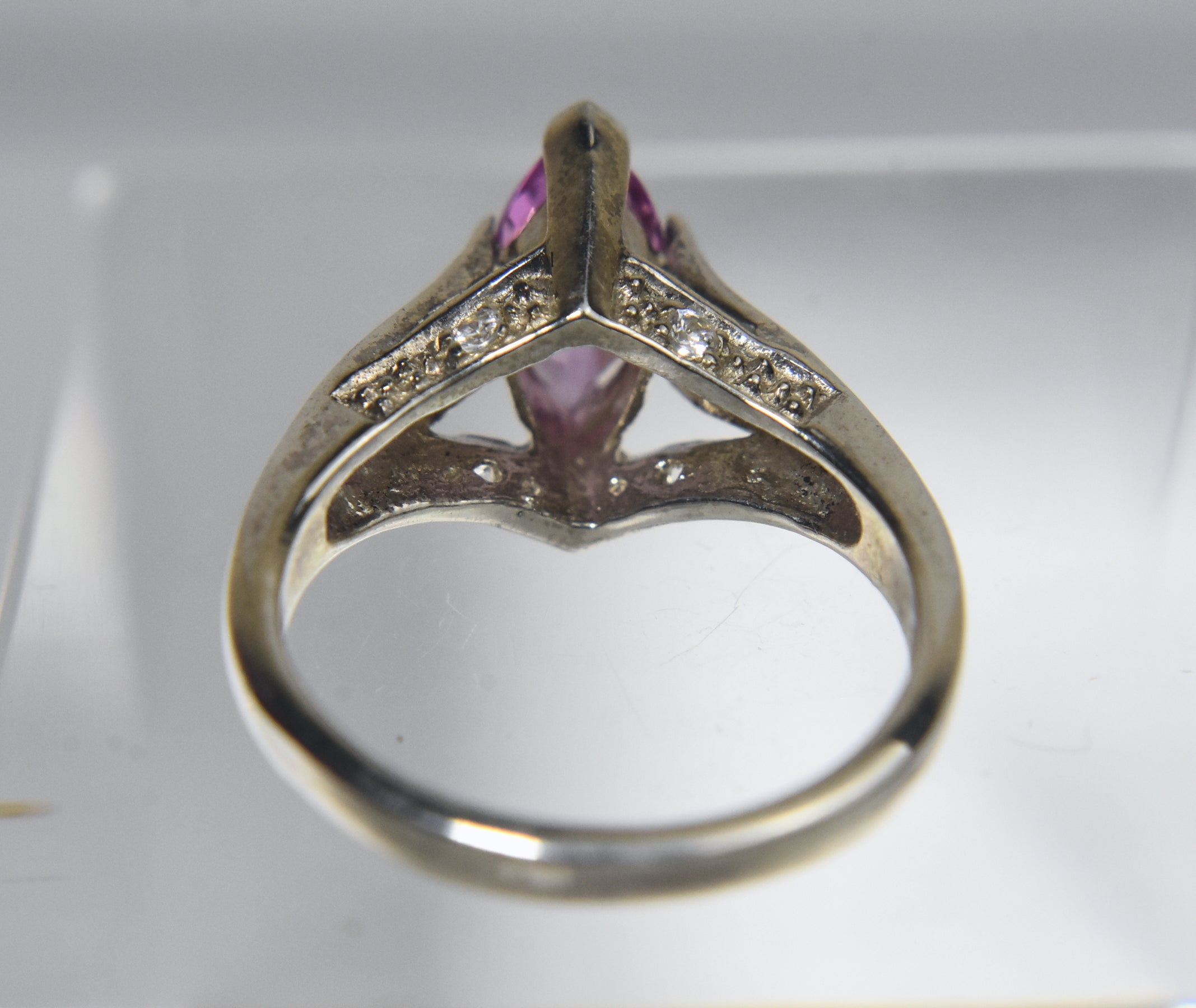 Avon - Sterling Silver Pink Sapphire Ring - Size 6