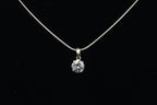 Round Cut Clear Stone in Silver Pendant on Silver Chain Necklace - 16"+