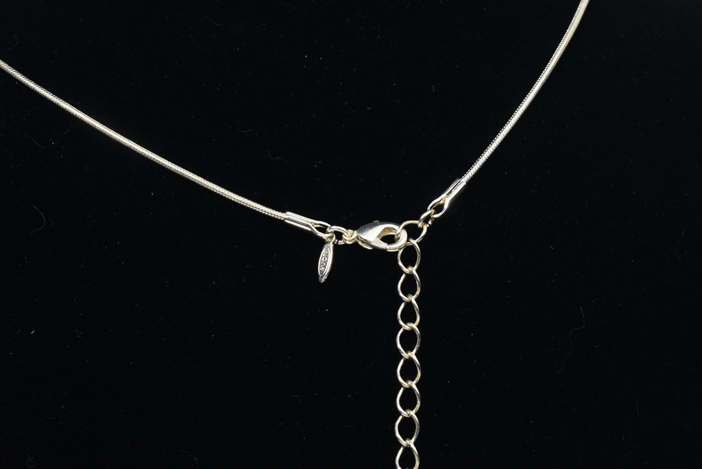 Round Cut Clear Stone in Silver Pendant on Silver Chain Necklace - 16"+