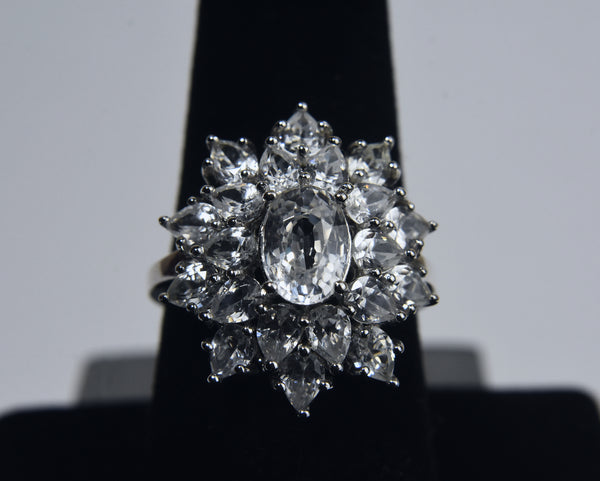 Sterling Silver White Topaz Ring - Size 7.75
