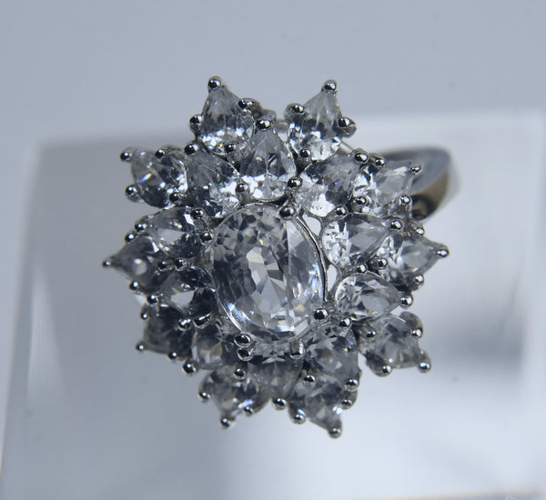 Sterling Silver White Topaz Ring - Size 7.75