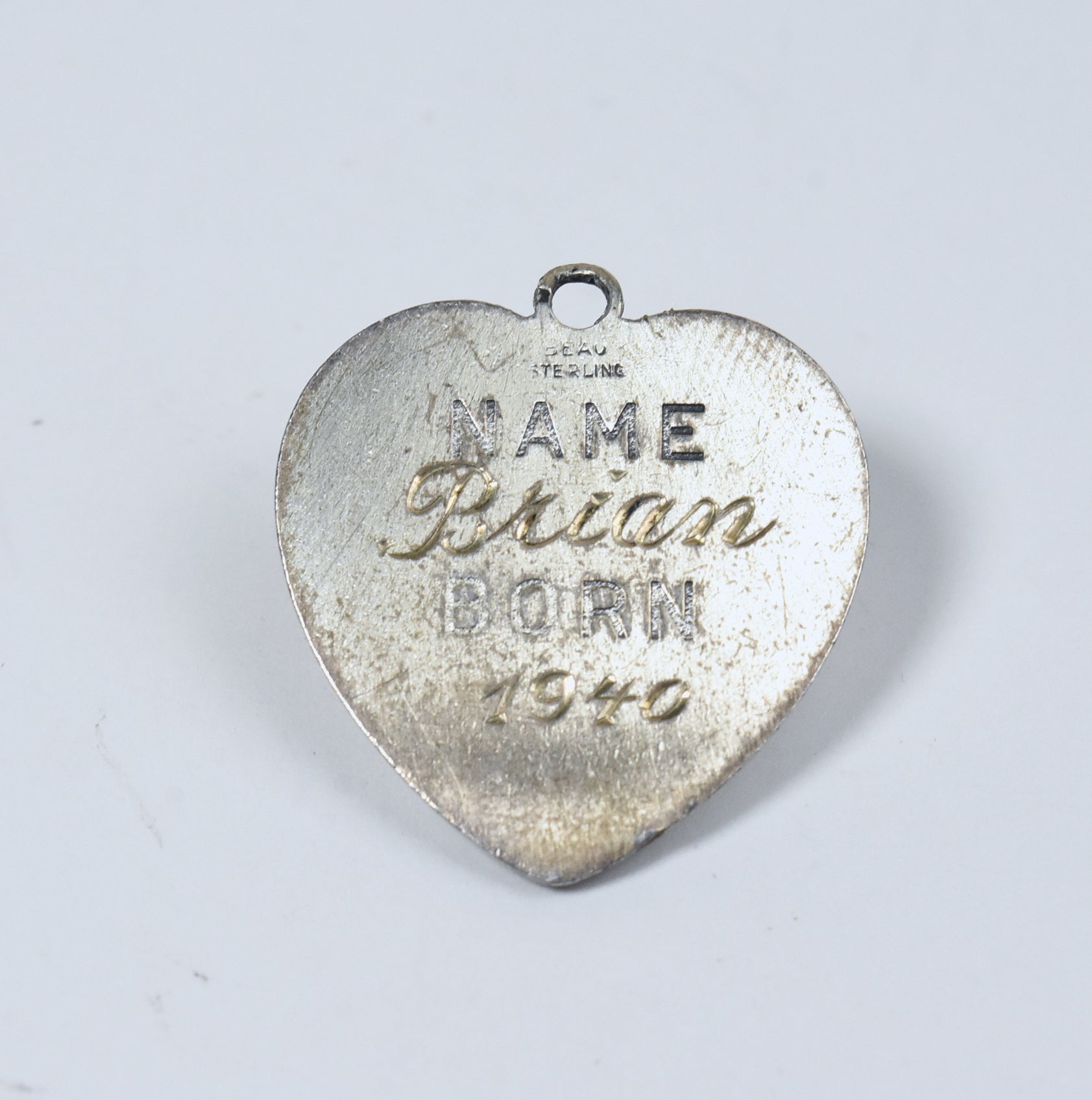 Beau - Vintage 1940 Sterling Silver Baby Shoe Heart Pendant