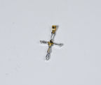 Baguette Cut Rhinestone and Gold Tone Cross Pendant
