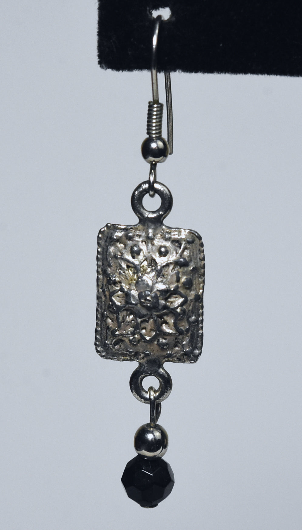 Pair of Floral Bas Relief Style Dangle Earrings