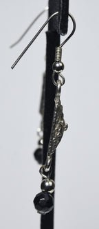 Pair of Floral Bas Relief Style Dangle Earrings