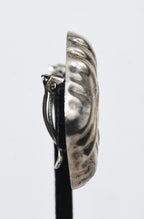 Vintage Heavy Mexican Sterling Silver Basket Weave Clip On Earrings