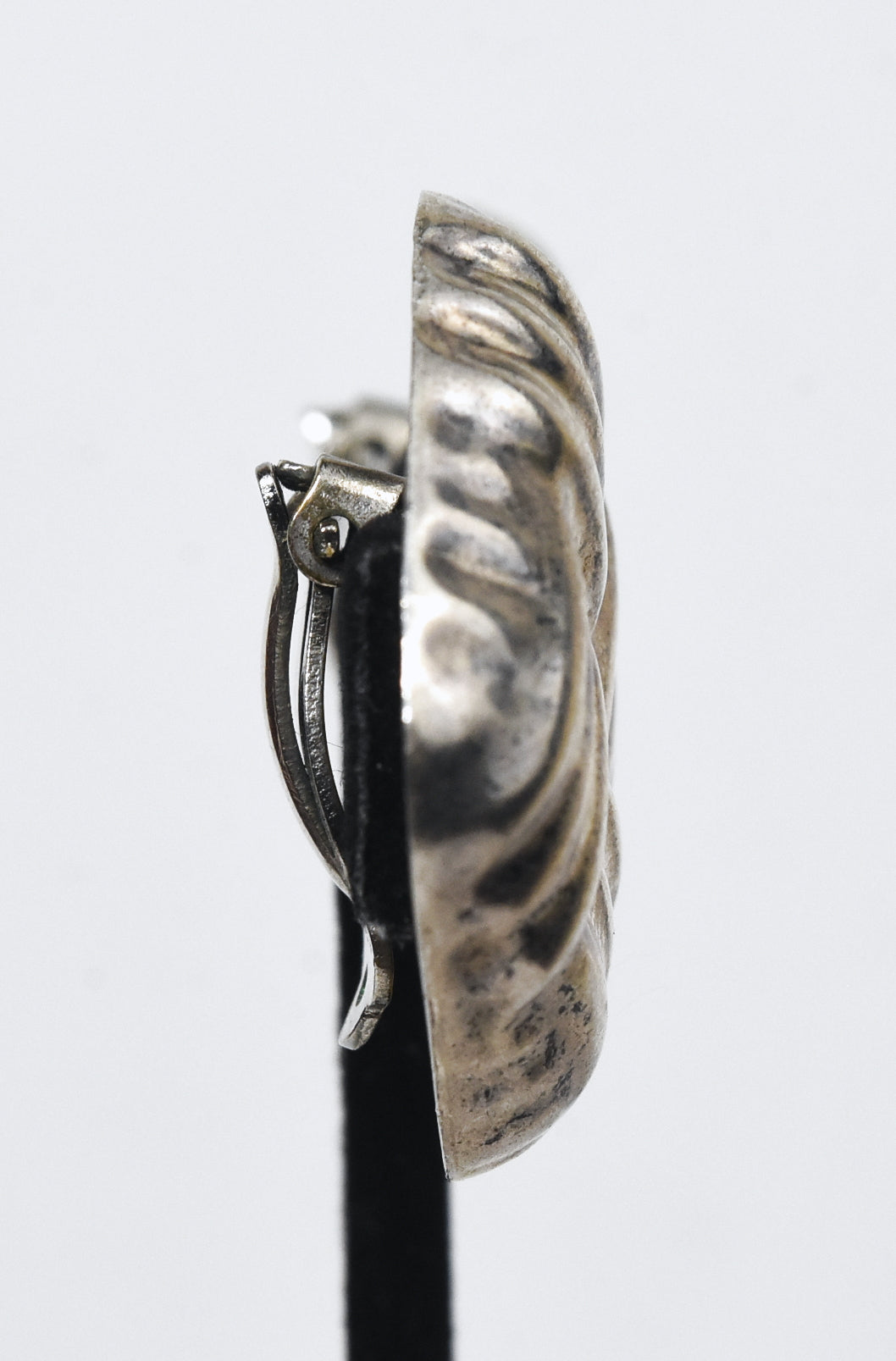 Vintage Heavy Mexican Sterling Silver Basket Weave Clip On Earrings