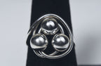 Sterling Silver Beaded Wire Ring - Size 7.5