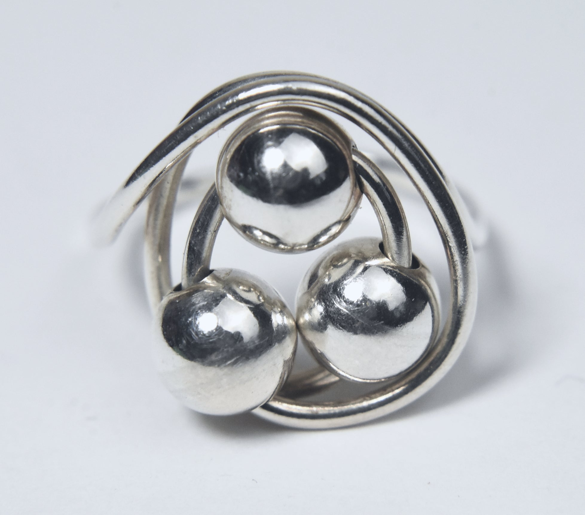 Sterling Silver Beaded Wire Ring - Size 7.5