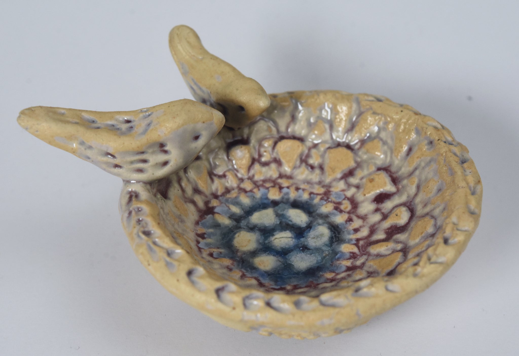 Whimsical Handmade Ceramic Birdbath Ring Dish