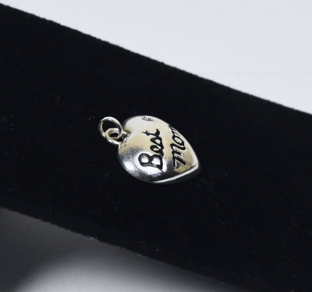 Sterling Silver "Best Mom" Heart Pendant