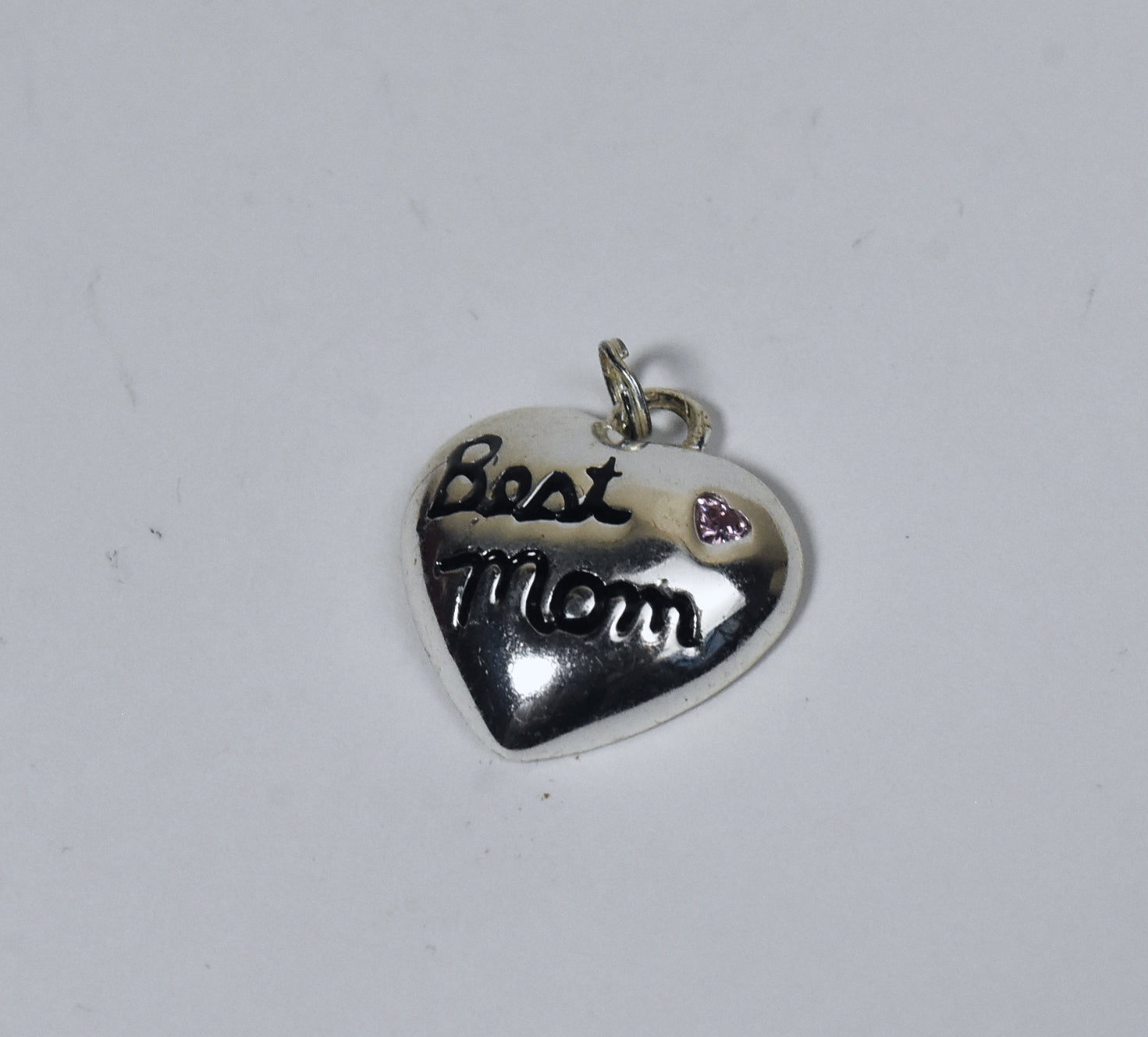 Sterling Silver "Best Mom" Heart Pendant