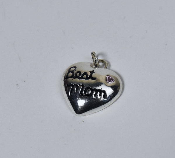 Sterling Silver "Best Mom" Heart Pendant