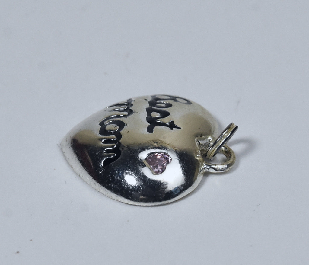 Sterling Silver "Best Mom" Heart Pendant